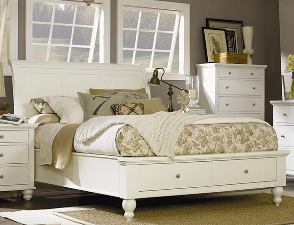 ICB Cambridge Collection Sleigh Storage Bed - Eggshell