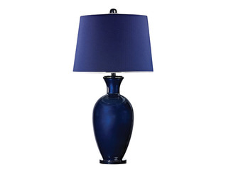 D2515 Navy Blue Glass Lamp &amp; Chrome Trim